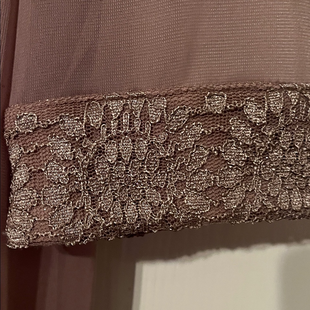 Embellished Mauve Dress with Sheer Overlay - Picture 5 of 5